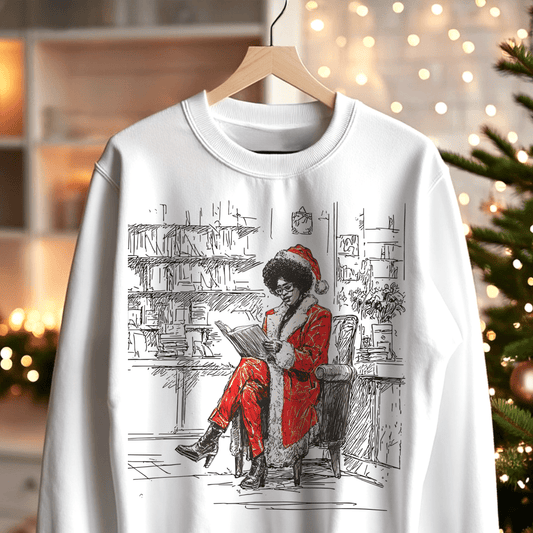 Mrs Claus Sweatshirt - Afrocentric Art by The Trini Gee