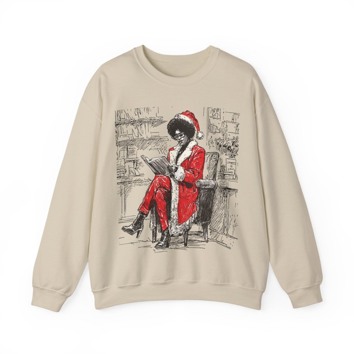 Mrs Claus Sweatshirt - Afrocentric Art by The Trini Gee