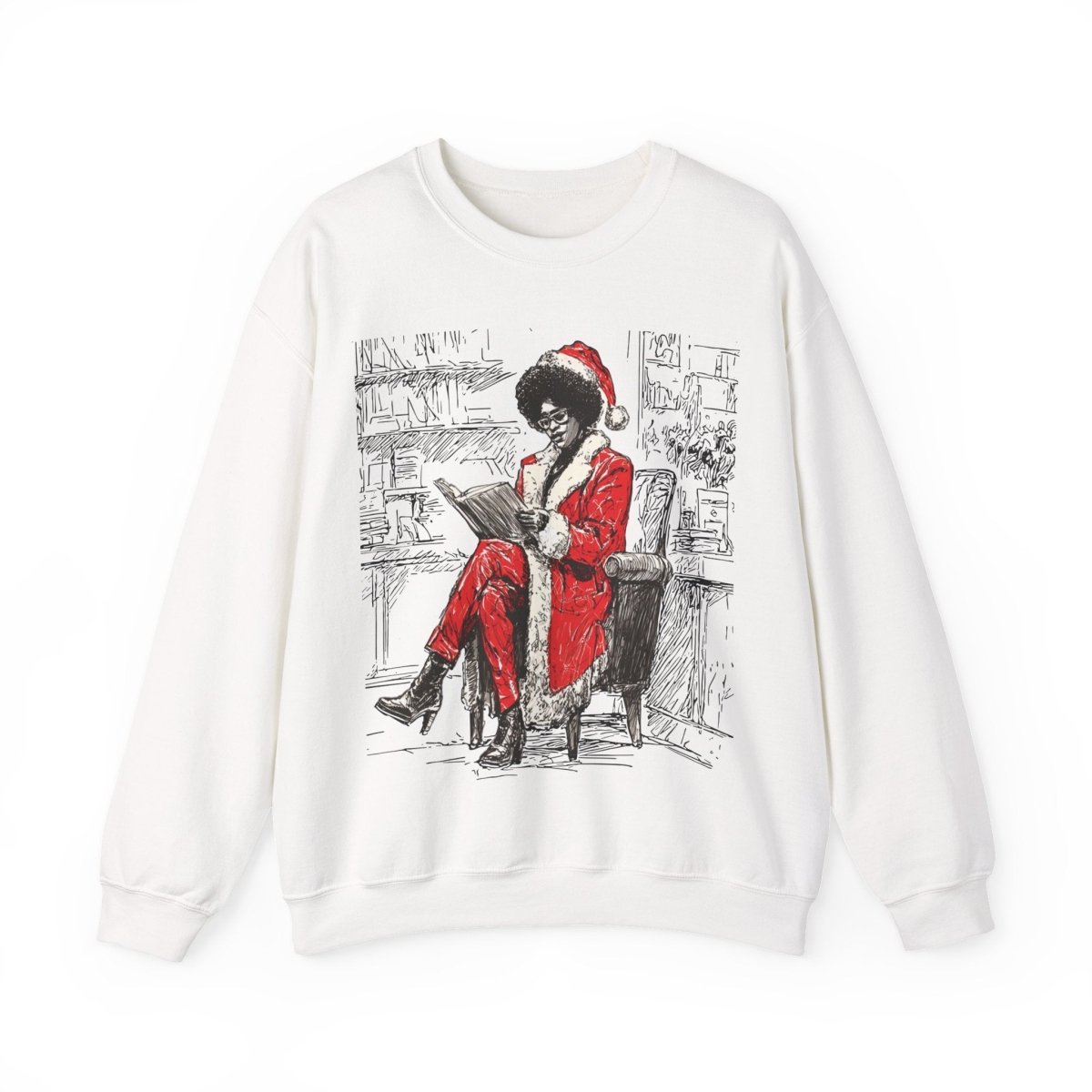 Mrs Claus Sweatshirt - Afrocentric Art by The Trini Gee