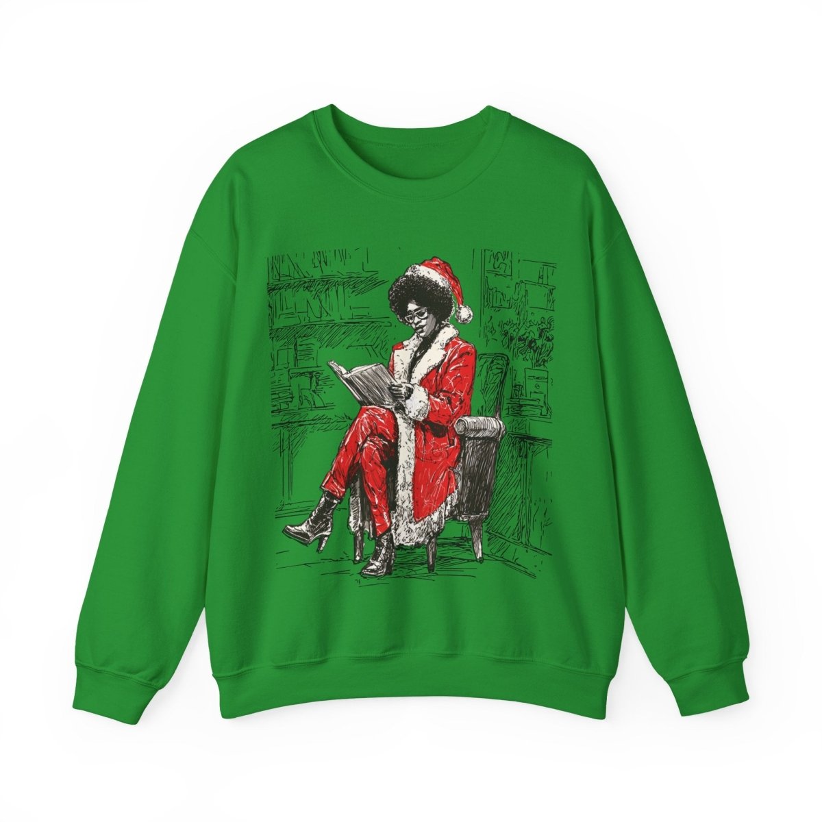 Mrs Claus Sweatshirt - Afrocentric Art by The Trini Gee