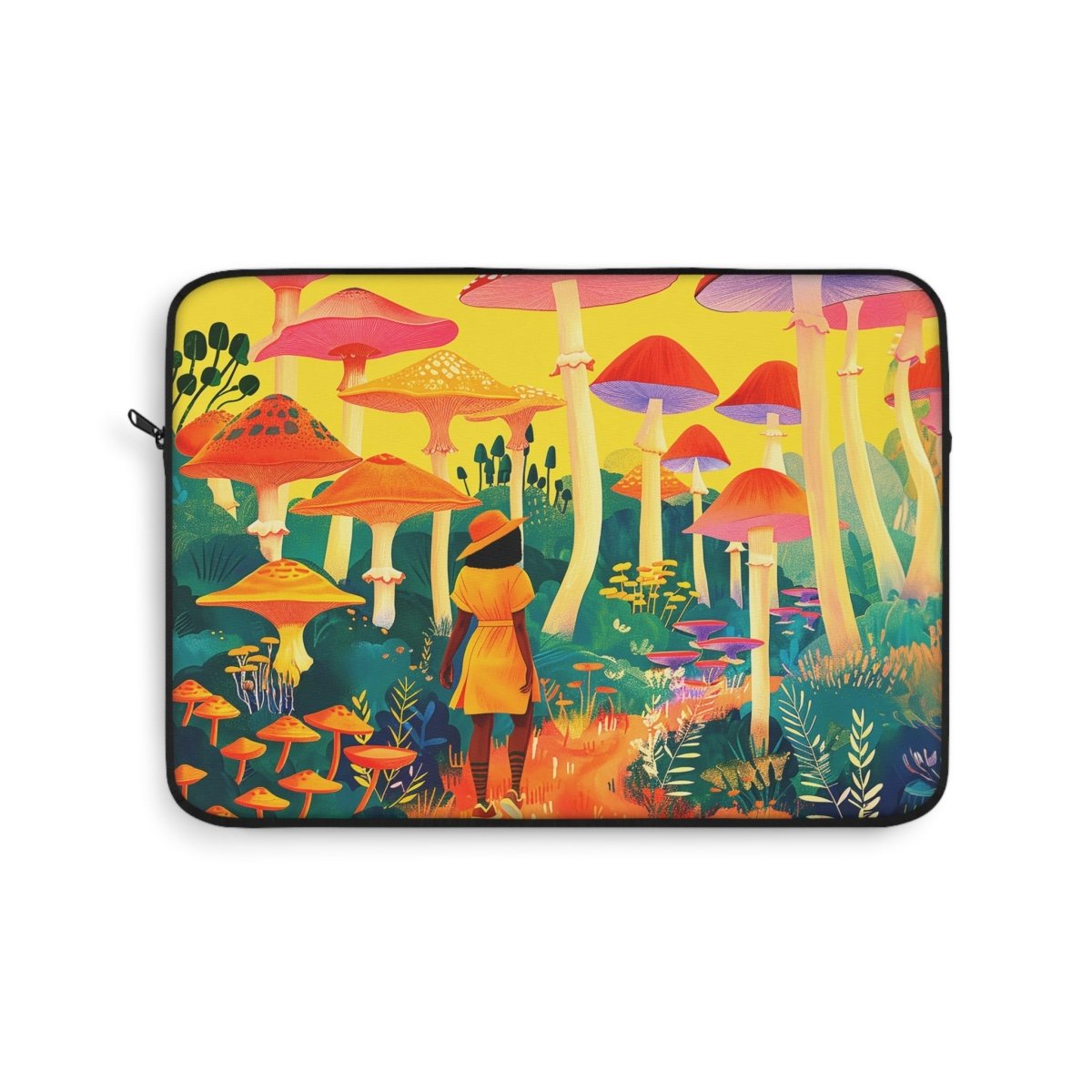 Mushroom Forest Laptop Sleeve - Afrocentric Art by The Trini Gee