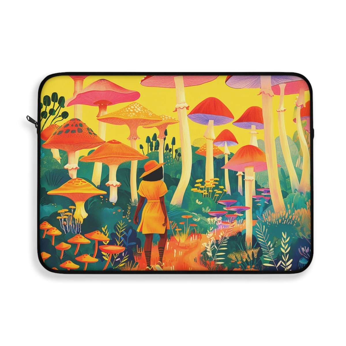 Mushroom Forest Laptop Sleeve - Afrocentric Art by The Trini Gee