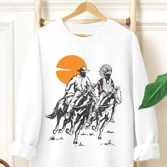 Natives on Horse Sweatshirt - Afrocentric Art by The Trini Gee