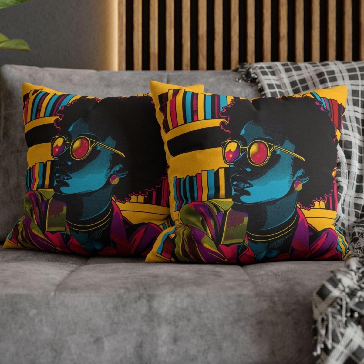 Neon Afro Reader Pillow - Afrocentric Art by The Trini Gee