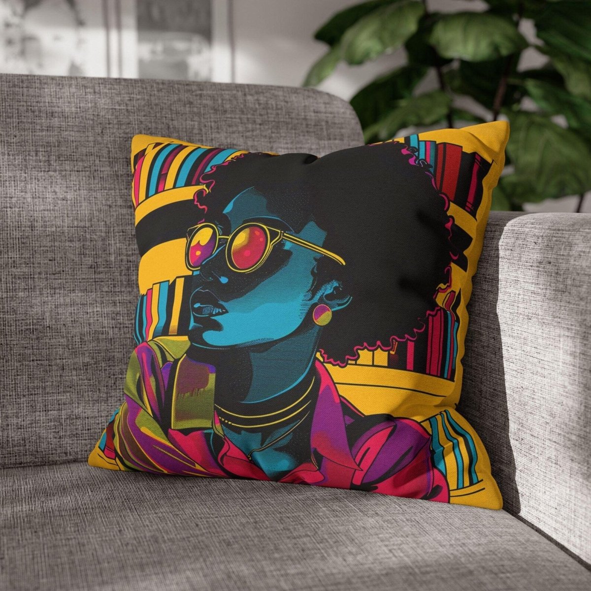 Neon Afro Reader Pillow - Afrocentric Art by The Trini Gee