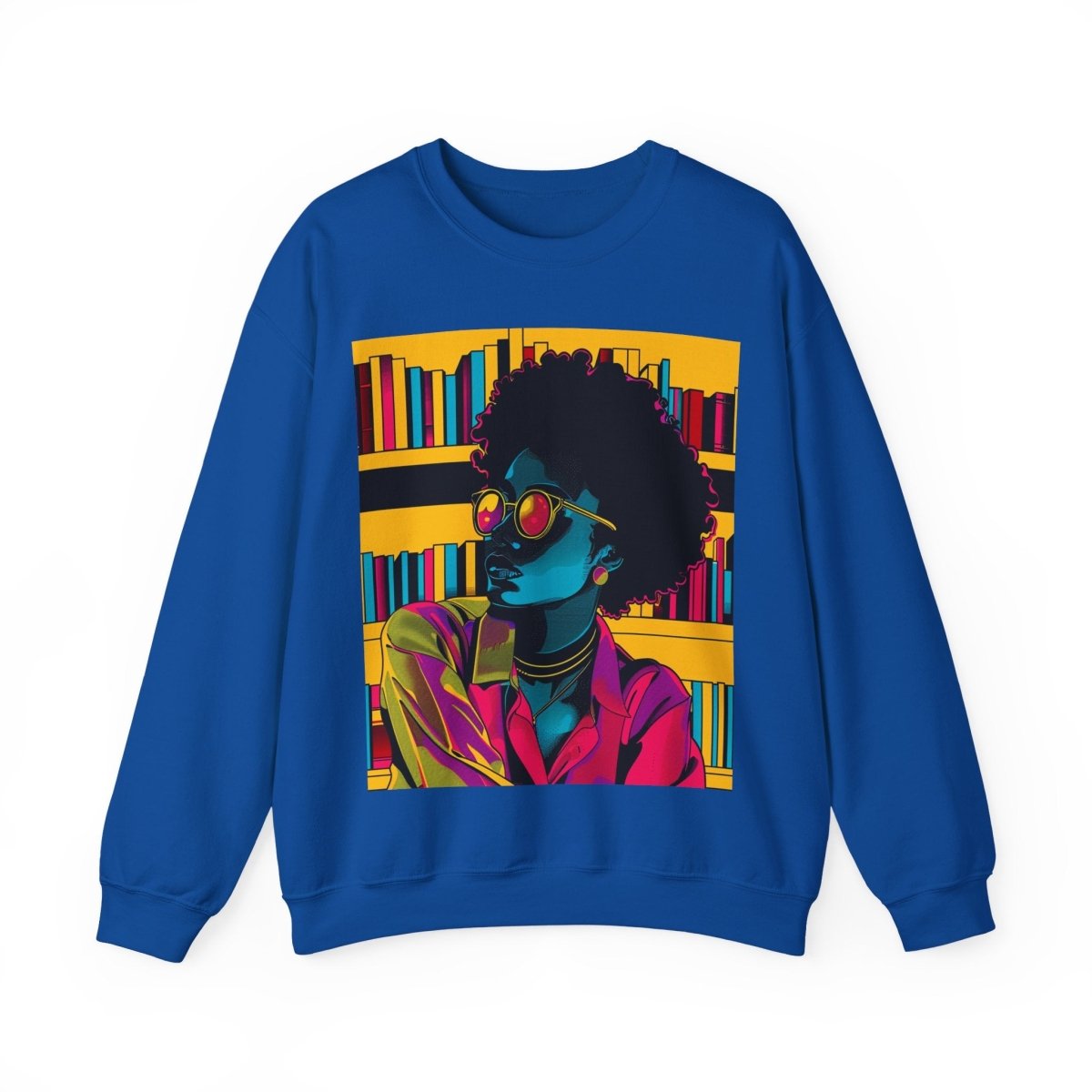 Neon Book Reader Sweatshirt - Afrocentric Art by The Trini Gee