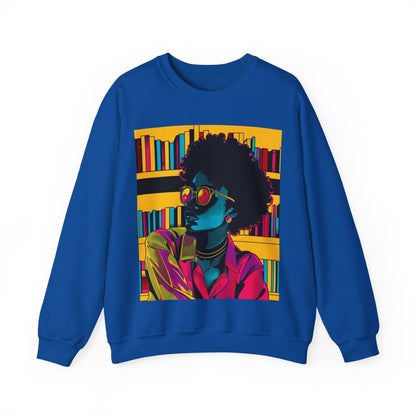 Neon Book Reader Sweatshirt - Afrocentric Art by The Trini Gee