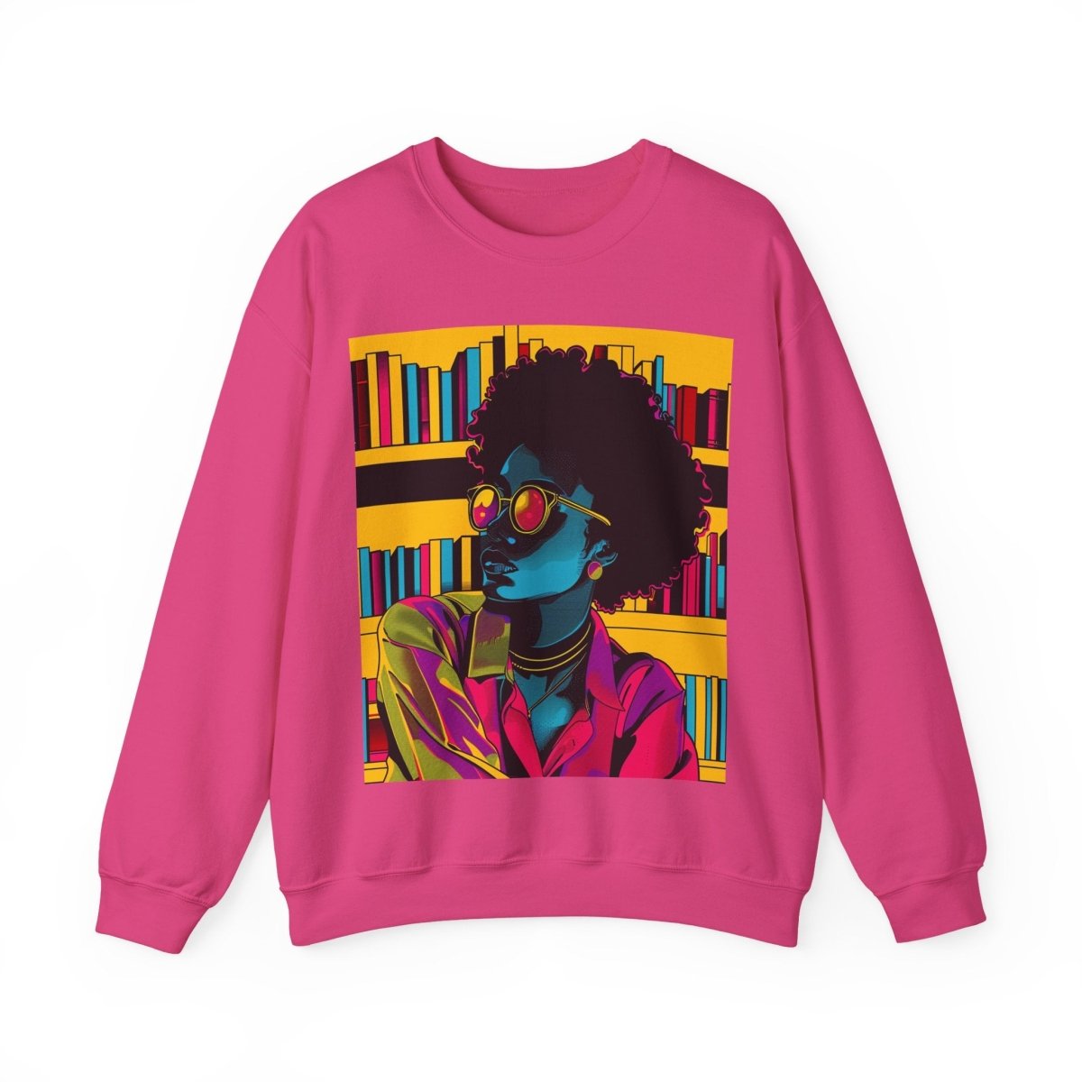 Neon Book Reader Sweatshirt - Afrocentric Art by The Trini Gee