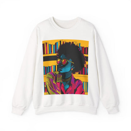 Neon Book Reader Sweatshirt - Afrocentric Art by The Trini Gee