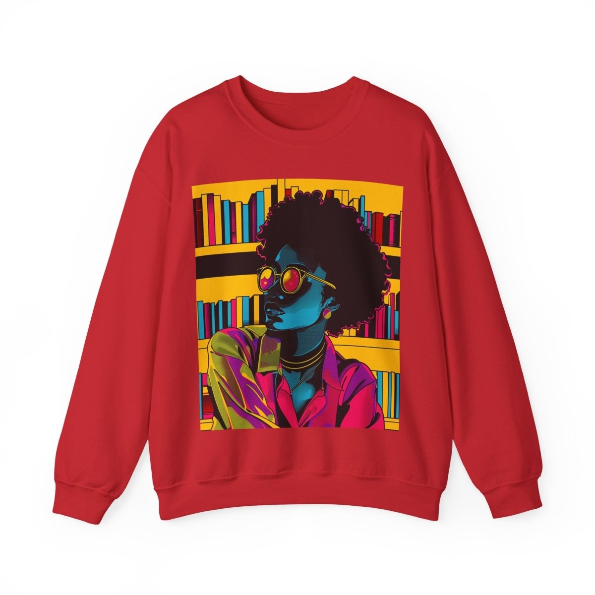 Neon Book Reader Sweatshirt - Afrocentric Art by The Trini Gee