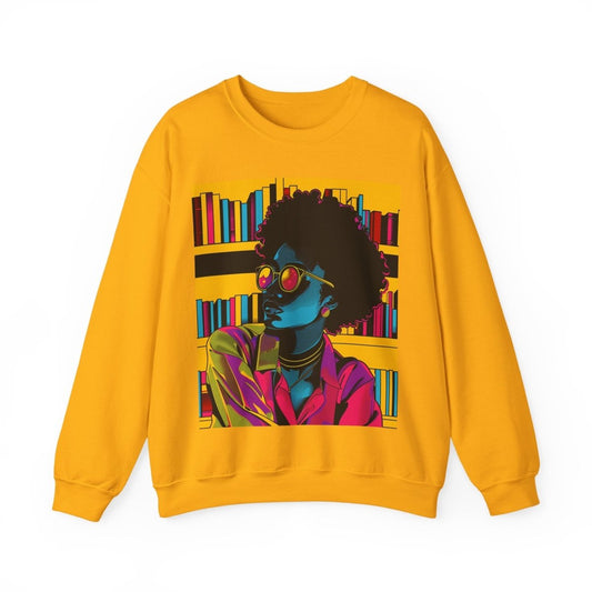 Neon Book Reader Sweatshirt - Afrocentric Art by The Trini Gee