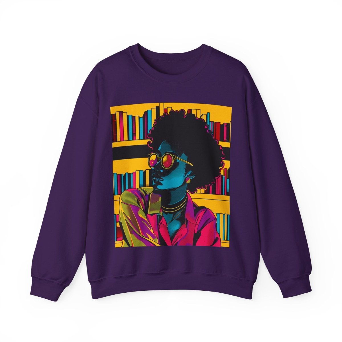 Neon Book Reader Sweatshirt - Afrocentric Art by The Trini Gee
