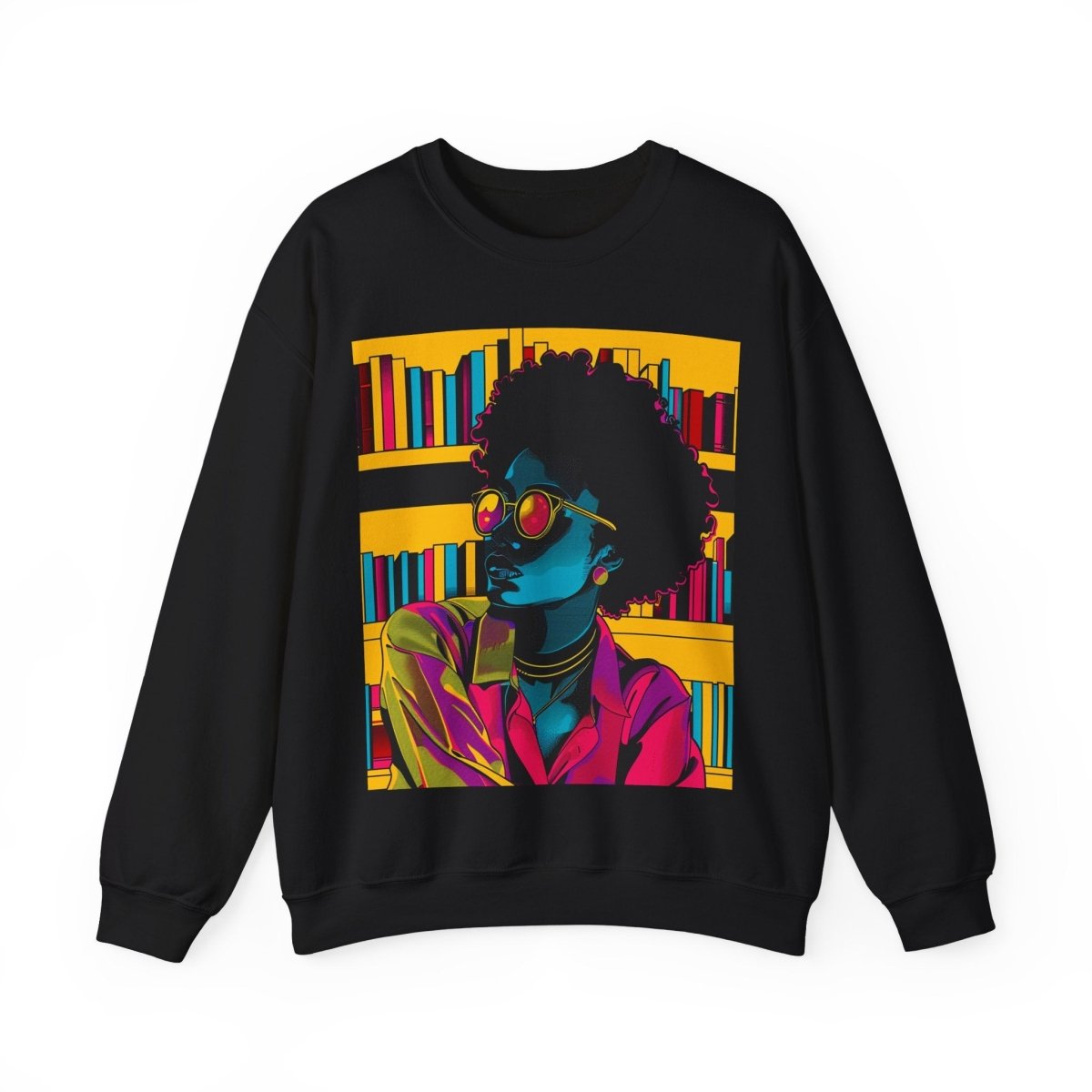 Neon Book Reader Sweatshirt - Afrocentric Art by The Trini Gee