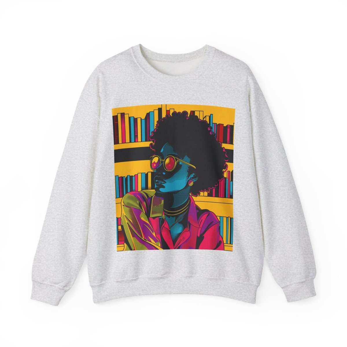 Neon Book Reader Sweatshirt - Afrocentric Art by The Trini Gee