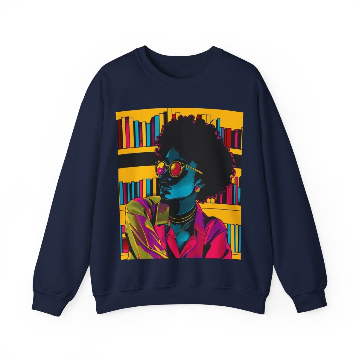 Neon Book Reader Sweatshirt - Afrocentric Art by The Trini Gee