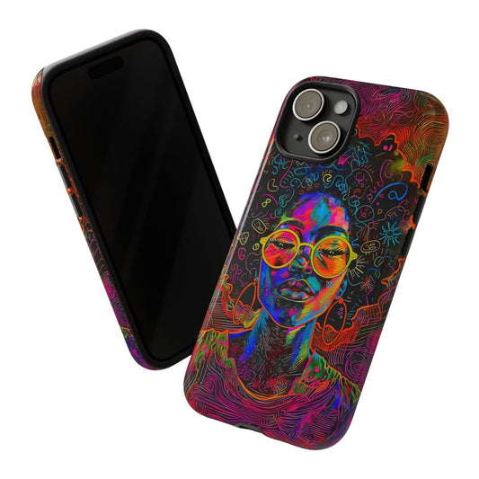 Neon Glow Phone Case - Afrocentric Art by The Trini Gee