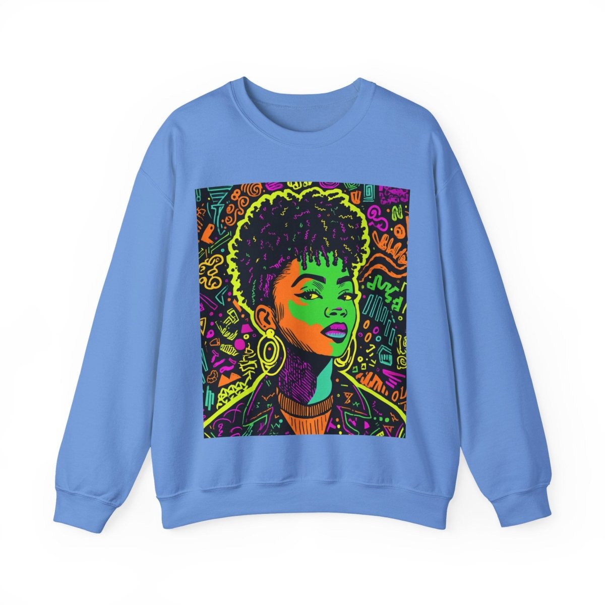 Neon Graffiti Afro Sweatshirt - Afrocentric Art by The Trini Gee