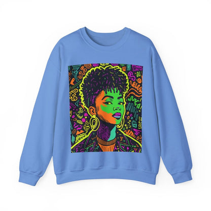 Neon Graffiti Afro Sweatshirt - Afrocentric Art by The Trini Gee
