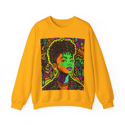 Neon Graffiti Afro Sweatshirt - Afrocentric Art by The Trini Gee