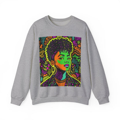 Neon Graffiti Afro Sweatshirt - Afrocentric Art by The Trini Gee