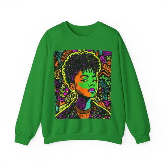 Neon Graffiti Afro Sweatshirt - Afrocentric Art by The Trini Gee