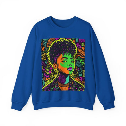 Neon Graffiti Afro Sweatshirt - Afrocentric Art by The Trini Gee