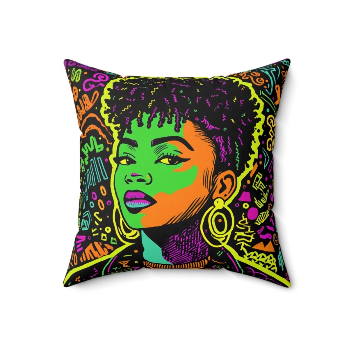 Neon Graffiti Pillow - Afrocentric Art by The Trini Gee