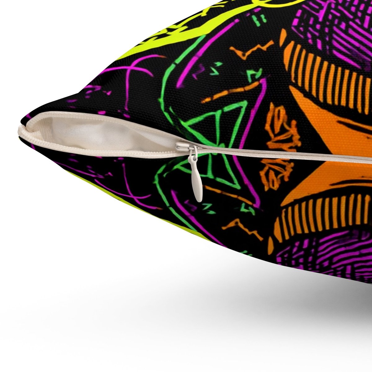 Neon Graffiti Pillow - Afrocentric Art by The Trini Gee