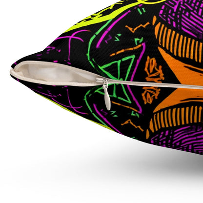 Neon Graffiti Pillow - Afrocentric Art by The Trini Gee