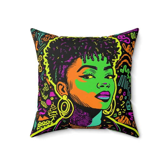Neon Graffiti Pillow - Afrocentric Art by The Trini Gee
