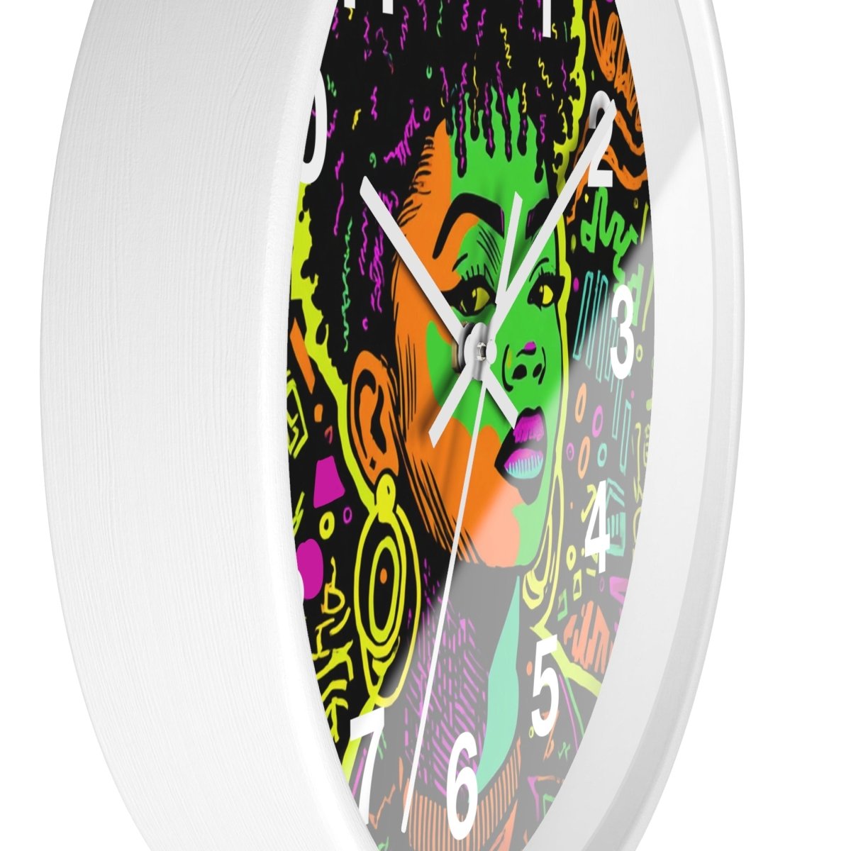 Neon Graffiti Wall Clock - Afrocentric Art by The Trini Gee