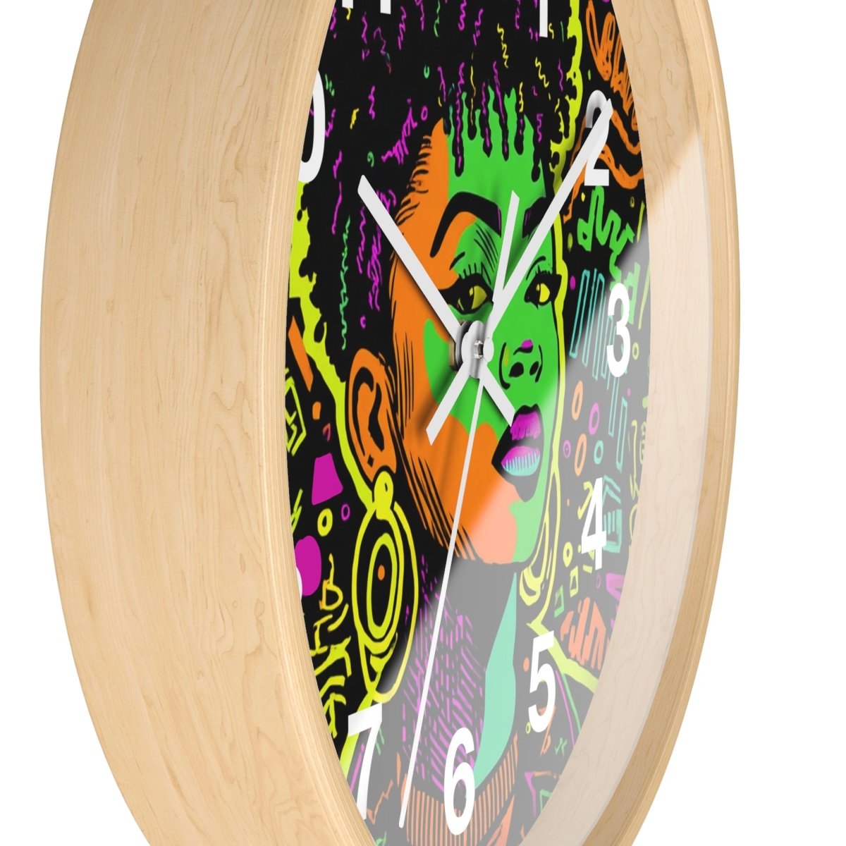 Neon Graffiti Wall Clock - Afrocentric Art by The Trini Gee
