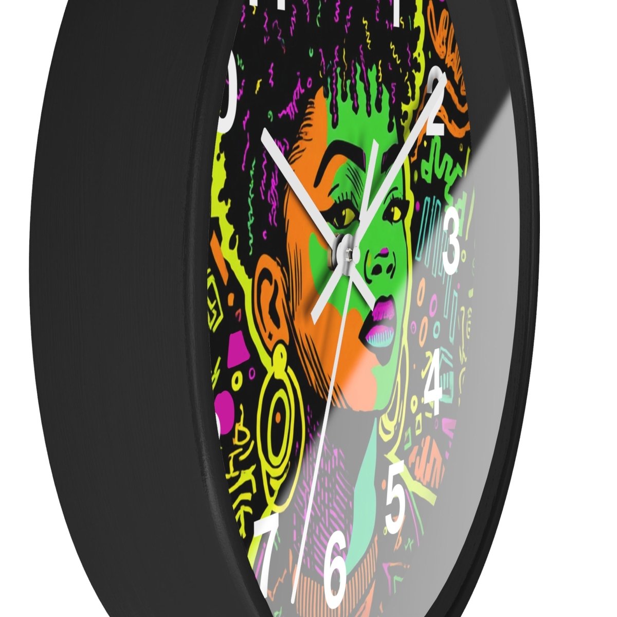 Neon Graffiti Wall Clock - Afrocentric Art by The Trini Gee