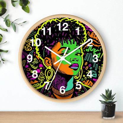 Neon Graffiti Wall Clock - Afrocentric Art by The Trini Gee