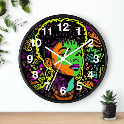 Neon Graffiti Wall Clock - Afrocentric Art by The Trini Gee