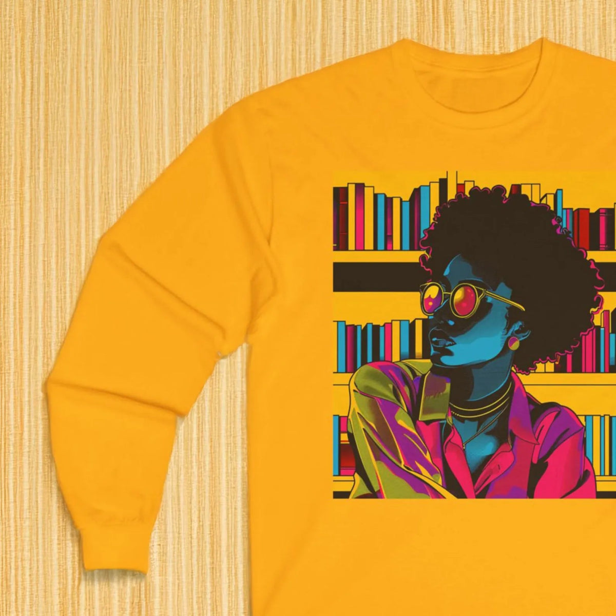 Neon Reader Long Sleeve Shirt - Afrocentric Art by The Trini Gee