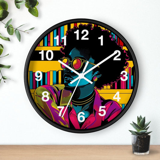 Neon Reader Wall Clock - Afrocentric Art by The Trini Gee