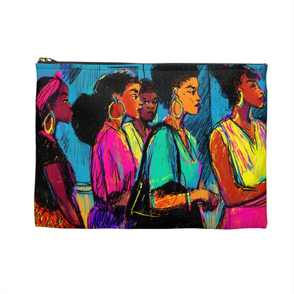 Neon Sistas in Line Pouch - Afrocentric Art by The Trini Gee
