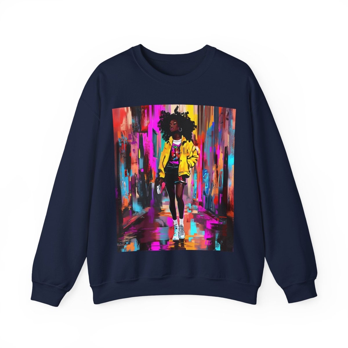 Neon Streetwear Sweatshirt - Afrocentric Art by The Trini Gee
