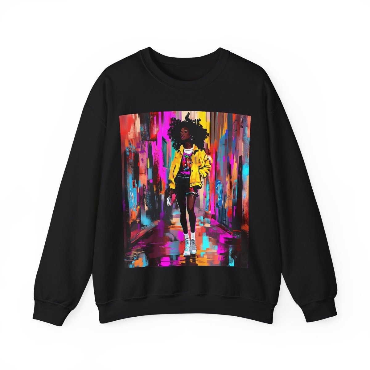 Neon Streetwear Sweatshirt - Afrocentric Art by The Trini Gee