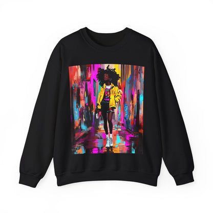 Neon Streetwear Sweatshirt - Afrocentric Art by The Trini Gee