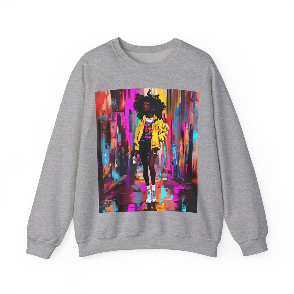 Neon Streetwear Sweatshirt - Afrocentric Art by The Trini Gee