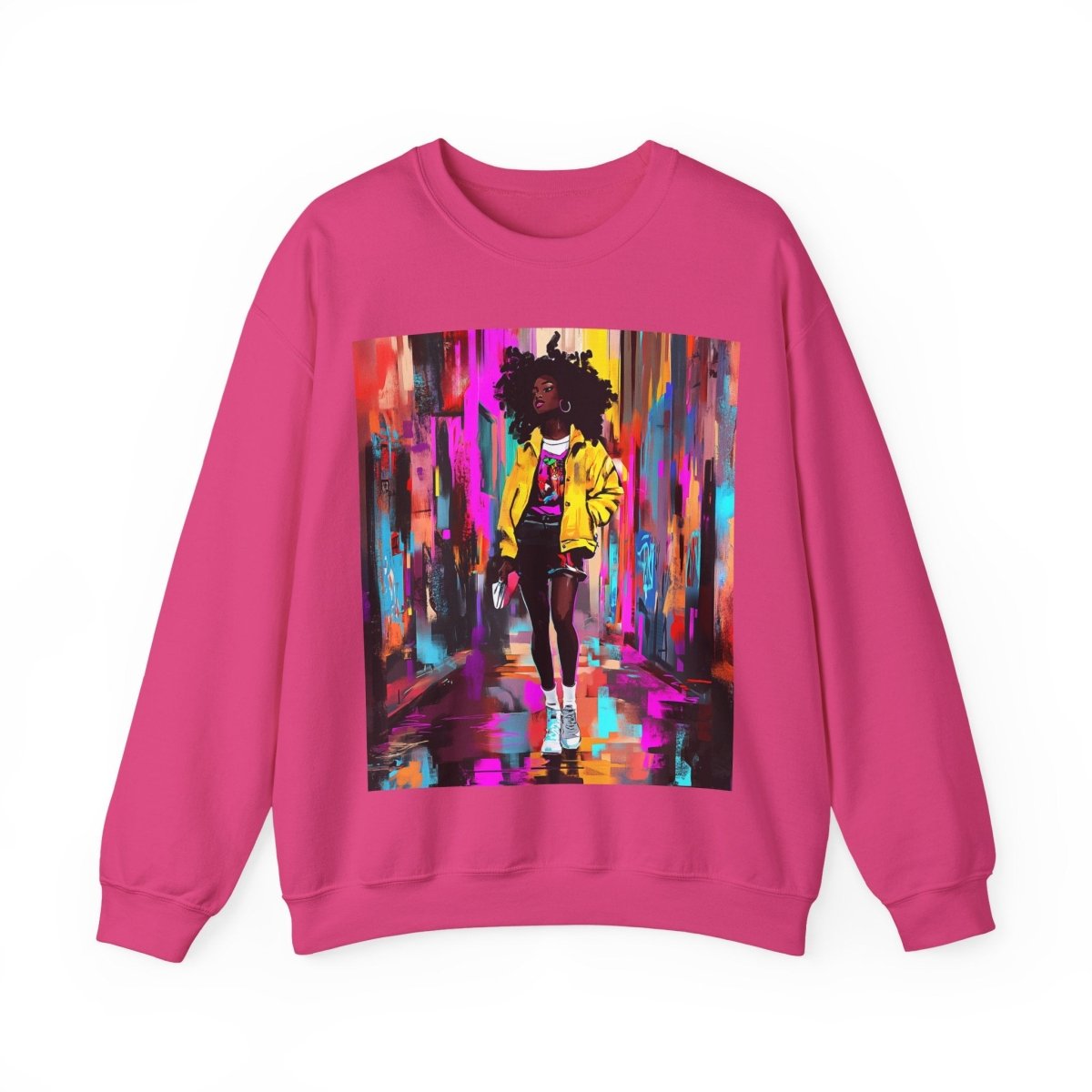 Neon Streetwear Sweatshirt - Afrocentric Art by The Trini Gee
