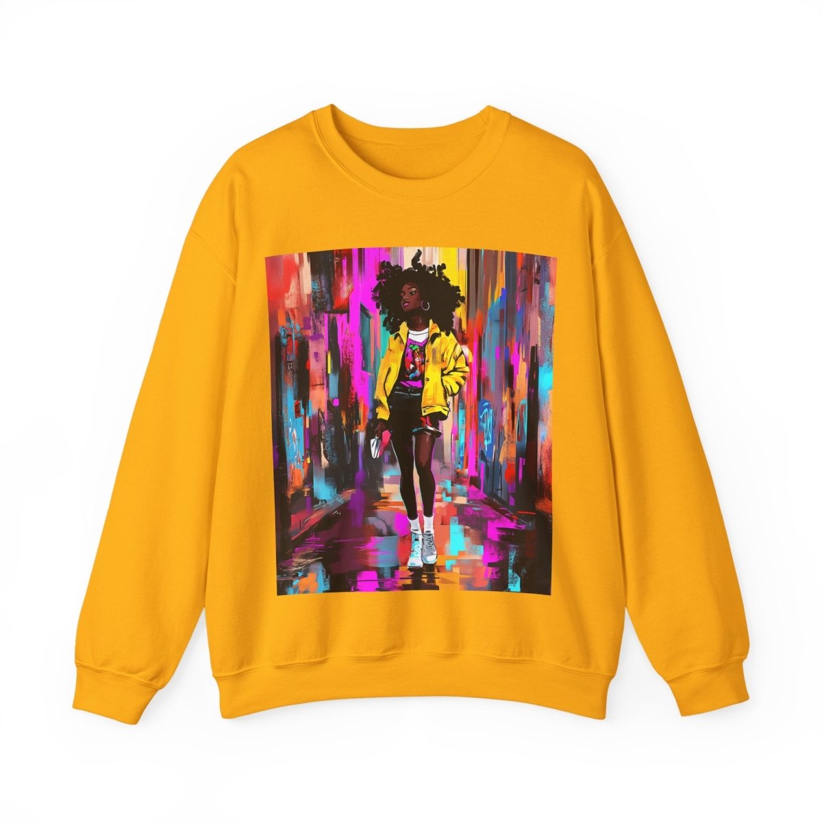 Neon Streetwear Sweatshirt - Afrocentric Art by The Trini Gee