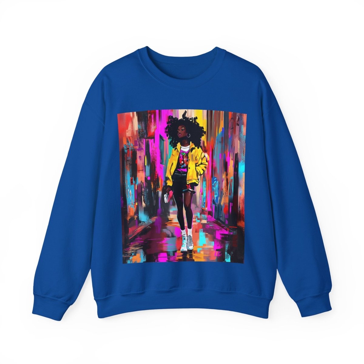 Neon Streetwear Sweatshirt - Afrocentric Art by The Trini Gee
