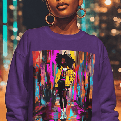 Neon Streetwear Sweatshirt - Afrocentric Art by The Trini Gee