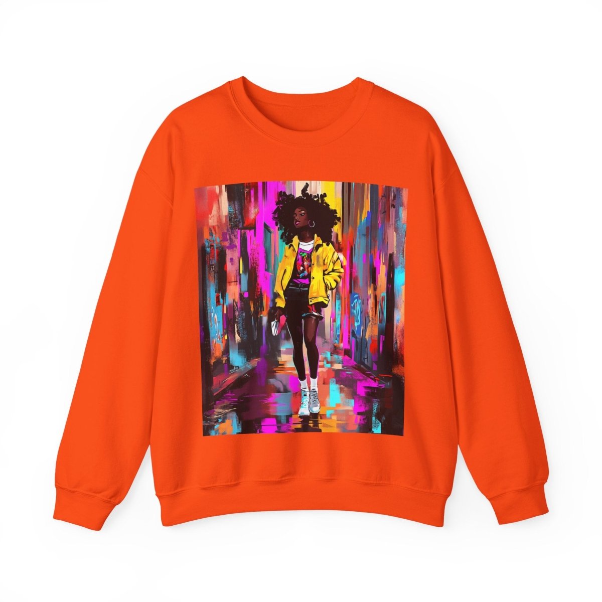 Neon Streetwear Sweatshirt - Afrocentric Art by The Trini Gee