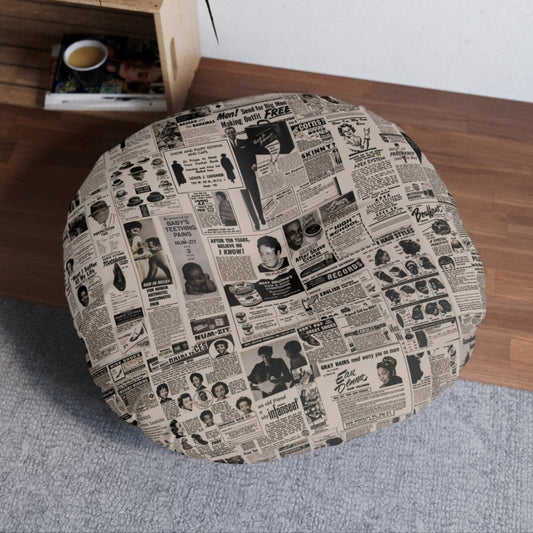 Newspaper Ad Floor Pillow - Afrocentric Art by The Trini Gee