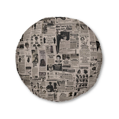 Newspaper Ad Floor Pillow - Afrocentric Art by The Trini Gee
