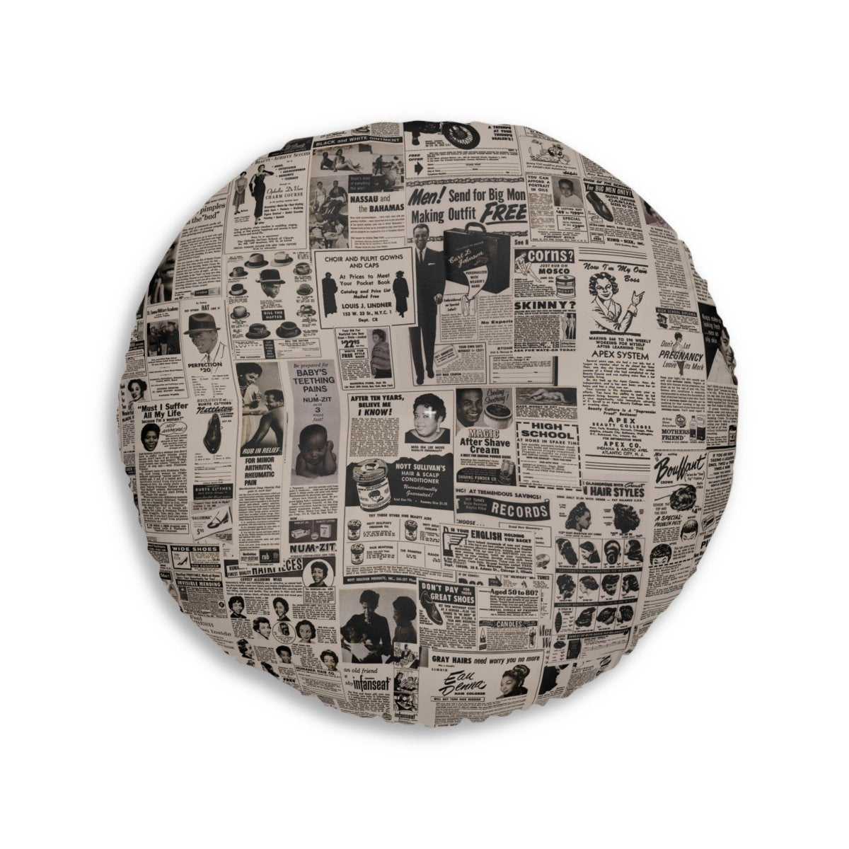 Newspaper Ad Floor Pillow - Afrocentric Art by The Trini Gee